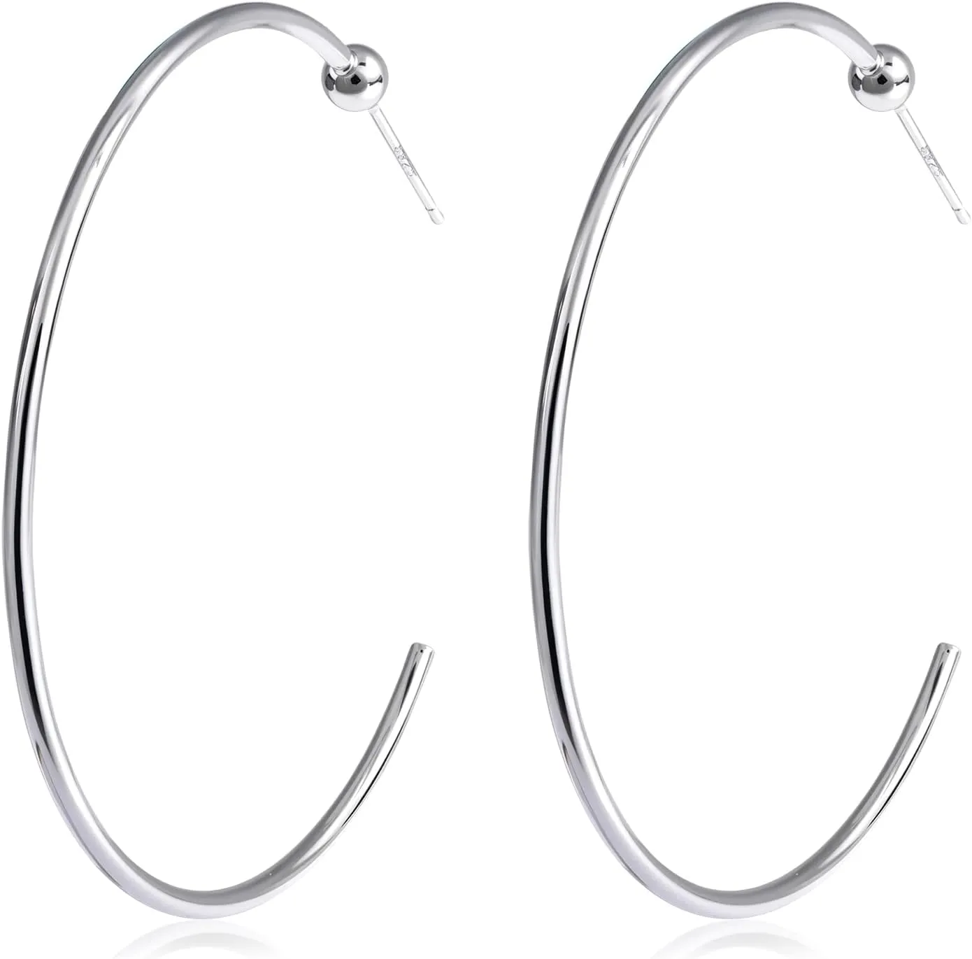 Silver Large Open Hoop Earrings Modern Minimalist Round Hoop Earrings for Women Simple Silver Jewelry for Daily