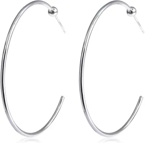 Silver Large Open Hoop Earrings Modern Minimalist Round Hoop Earrings for Women Simple Silver Jewelry for Daily