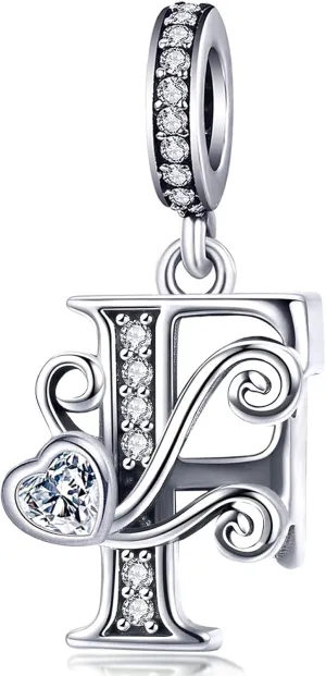 Silver Letter Charm Fit for Pandora Charms Bracelet Alphabet Initial Dangle Charms Beads Jewelry Gifts for Women