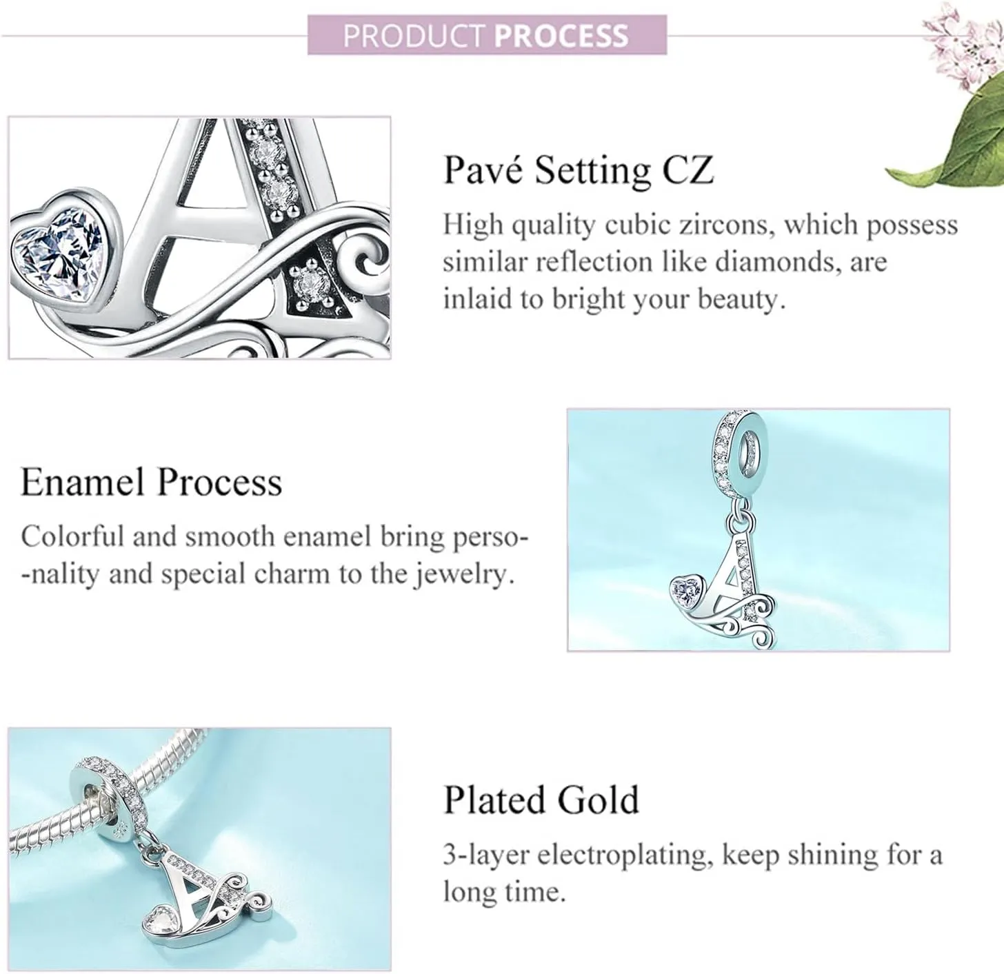Silver Letter Charm Fit for Pandora Charms Bracelet Alphabet Initial Dangle Charms Beads Jewelry Gifts for Women