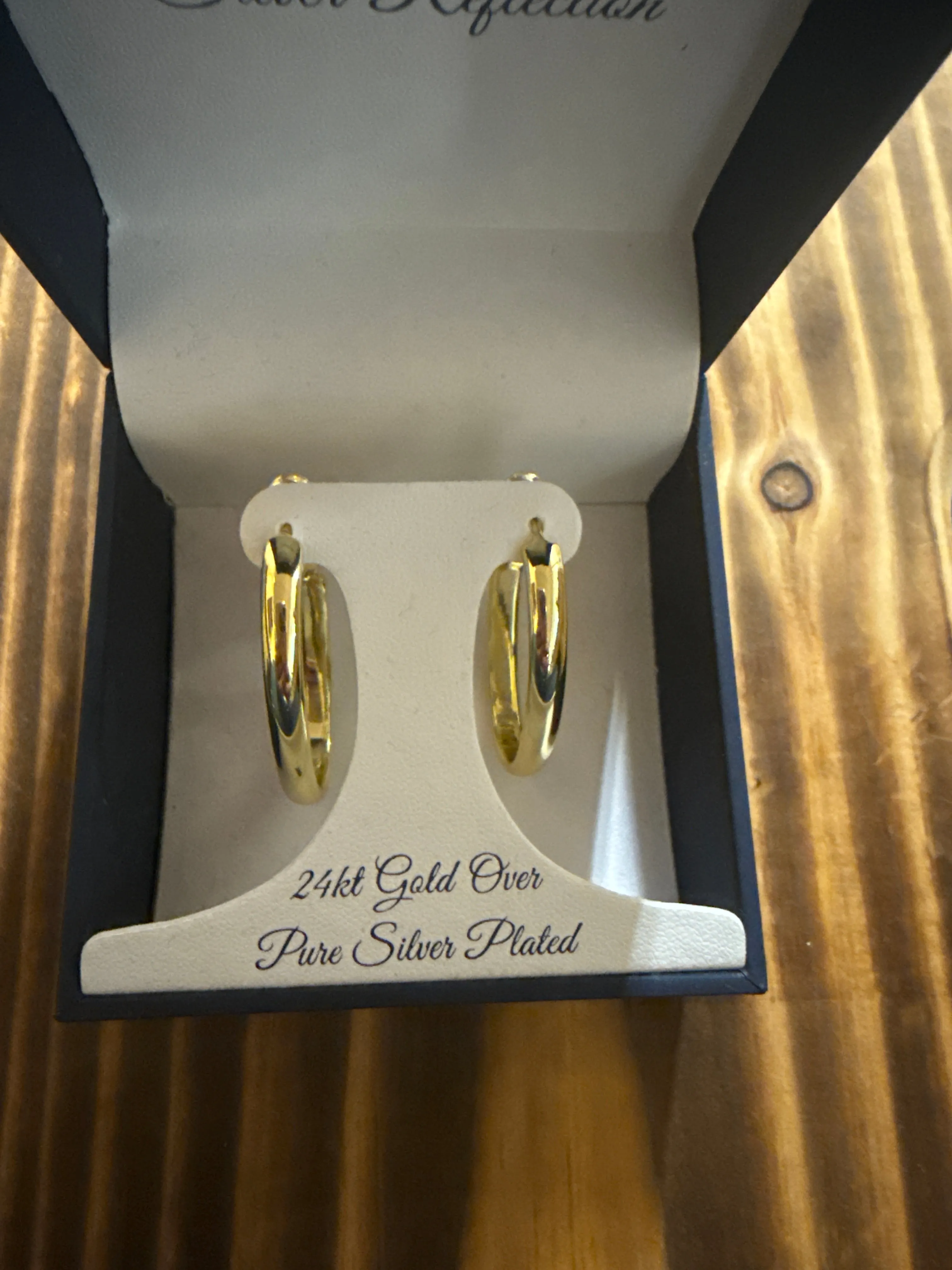 Silver Reflections Gold Oval Hoops