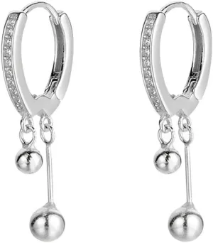 SLUYNZ 925 Sterling Silver Ball Hoop Earrings for Women Teens Bead Ball Hoop Huggie Earrings Drop
