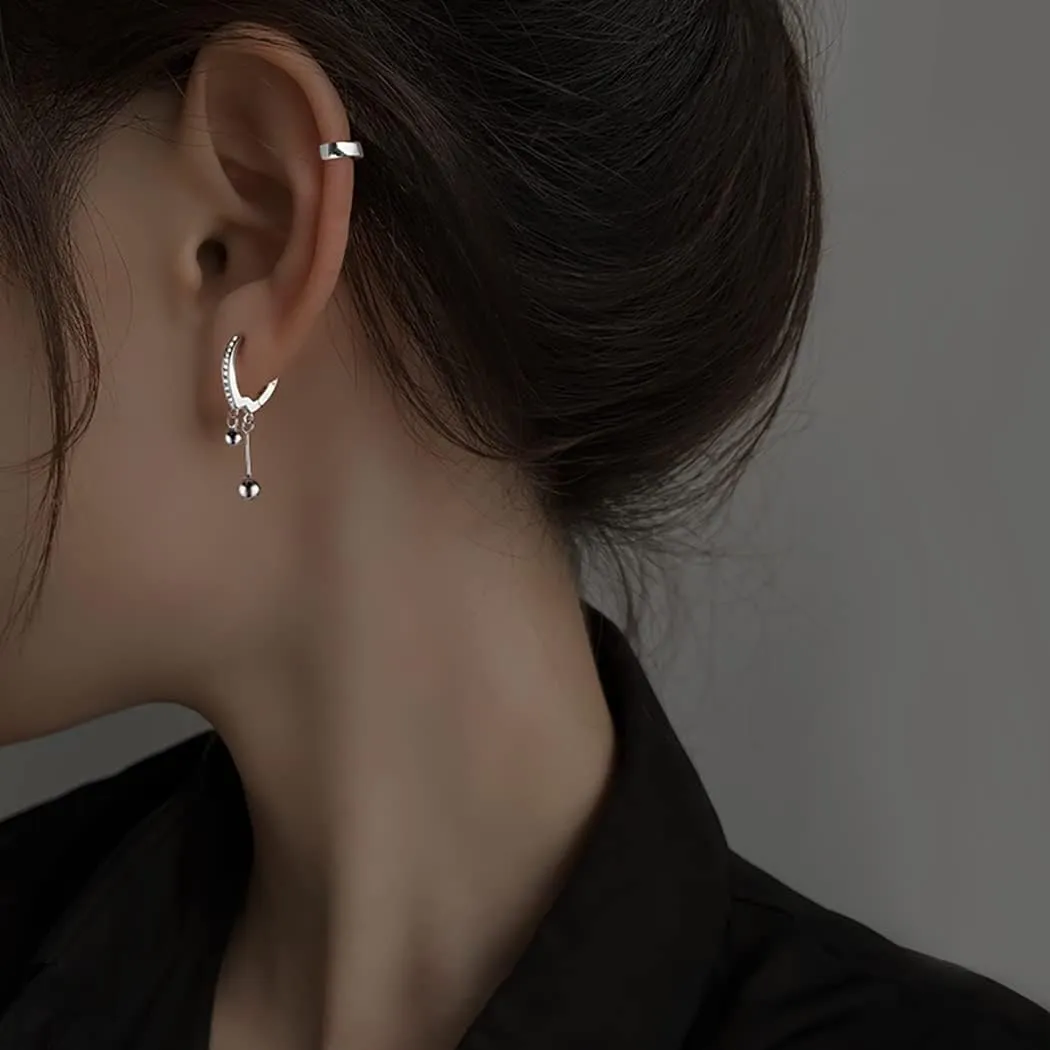 SLUYNZ 925 Sterling Silver Ball Hoop Earrings for Women Teens Bead Ball Hoop Huggie Earrings Drop