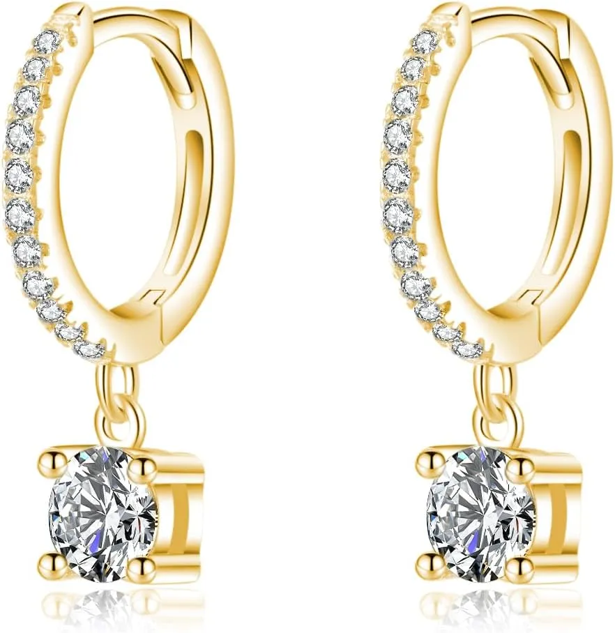 SLUYNZ Solid 925 Sterling Silver CZ Hoop Earrings for Women Teens Small CZ Hoop Earrings Huggie Drop