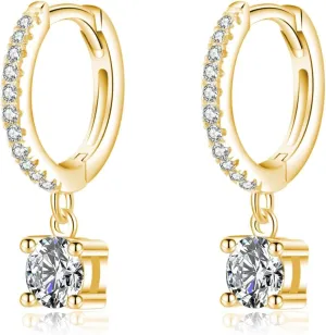 SLUYNZ Solid 925 Sterling Silver CZ Hoop Earrings for Women Teens Small CZ Hoop Earrings Huggie Drop