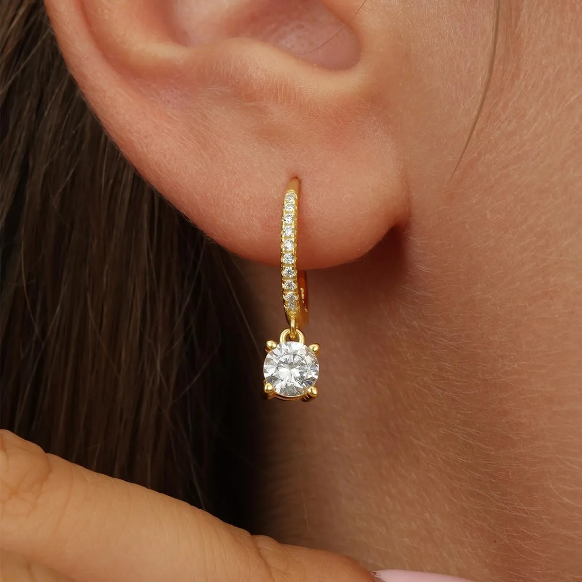 SLUYNZ Solid 925 Sterling Silver CZ Hoop Earrings for Women Teens Small CZ Hoop Earrings Huggie Drop