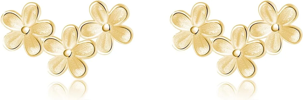 SLUYNZ Solid 925 Sterling Silver Flower Earrings Stud for Women Teens Small Floral Stud Earrings