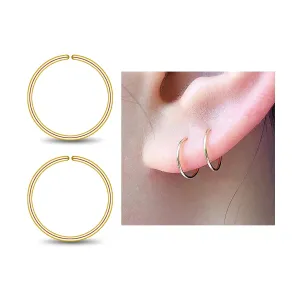 Small Gold 8mm Huggie Hoop Earrings for Women, Tiny Thin 14K Yellow Gold Filled Mini Endless Cartilage Helix Hoop Earrings