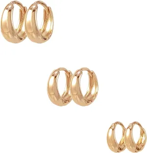 Small Hoop Earrings for Women Chunky Gold Silver Thick Dainty Huggie Hoops Hypoallergenic Lightweight Stackable Earrings for Multiple Piercings Trendy Jewelry Gift