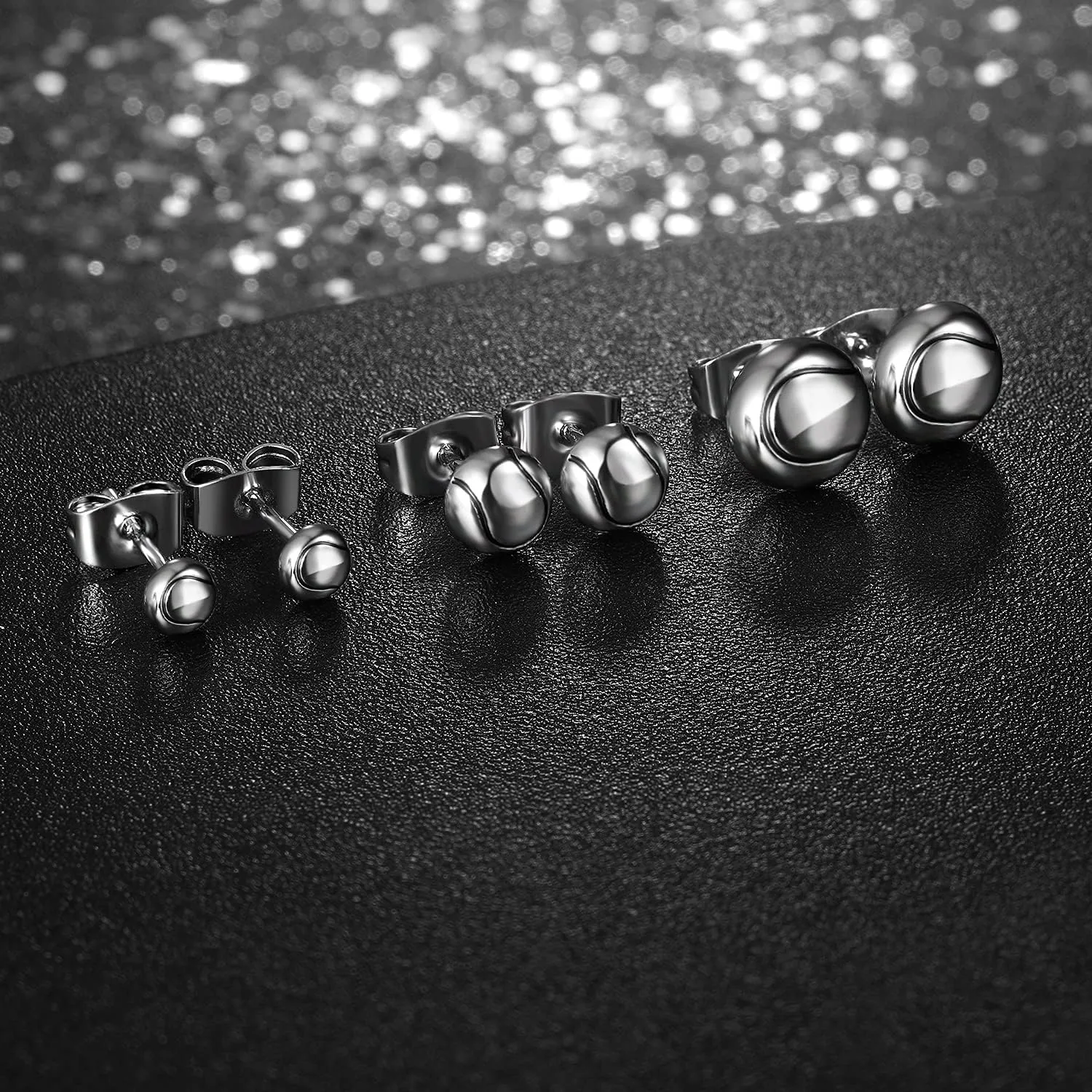 Sport Stud Earrings Set for Women and Men Hypoallergenic Sports Enthusiast Basketball Football Volleyball Tennis Ball Earrings Pack of 3 Pairs