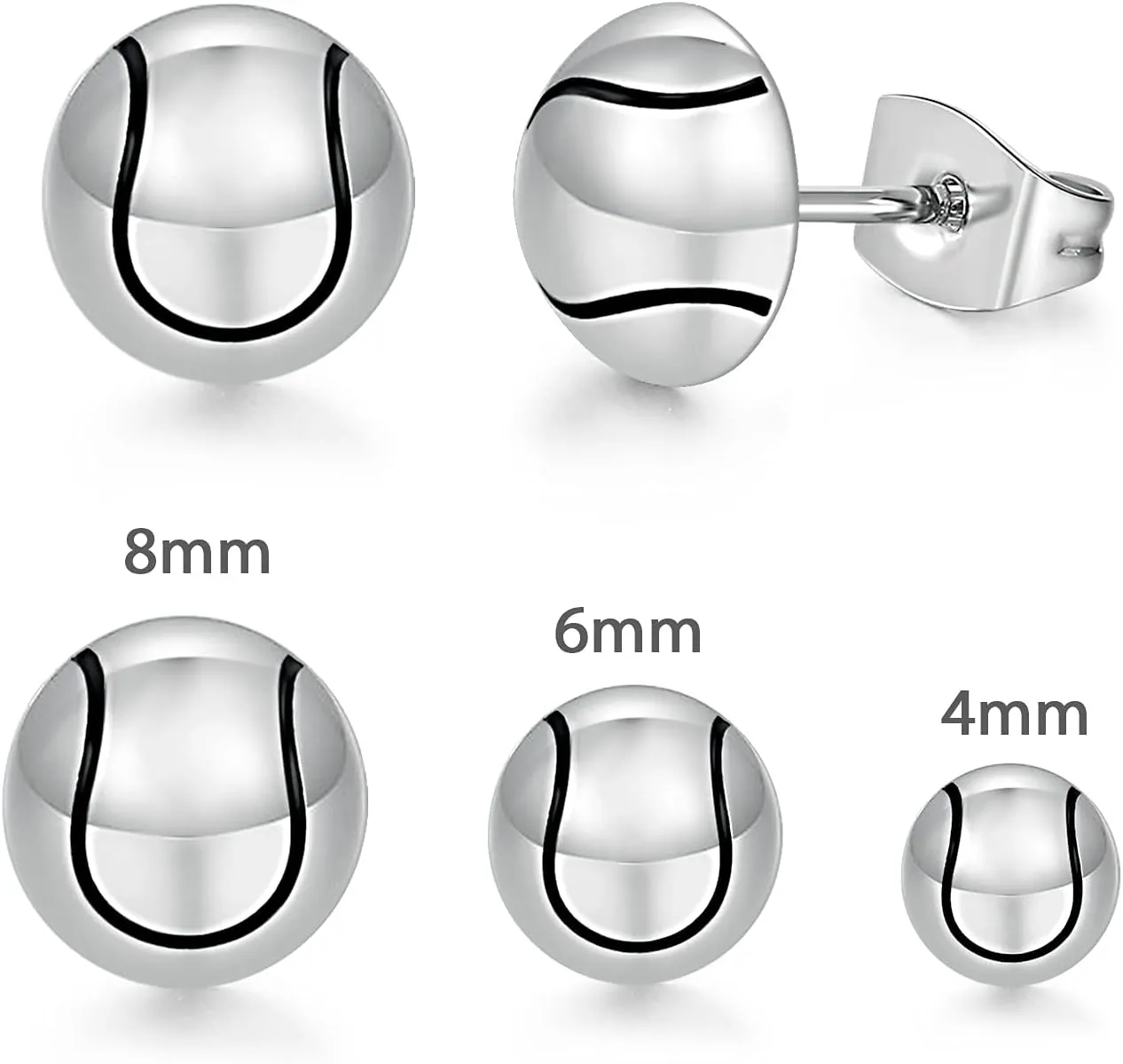 Sport Stud Earrings Set for Women and Men Hypoallergenic Sports Enthusiast Basketball Football Volleyball Tennis Ball Earrings Pack of 3 Pairs