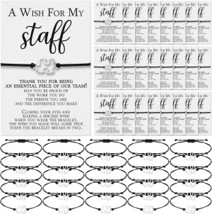 Staff Appreciation Gifts Cna Week Gifts Bulk 2025 Team Puzzle Piece Bracelet Bulk with Thank You Postcard a Wish for My Staff Inspirational Favors for Nurse, Coworkers, Students(150 Sets)