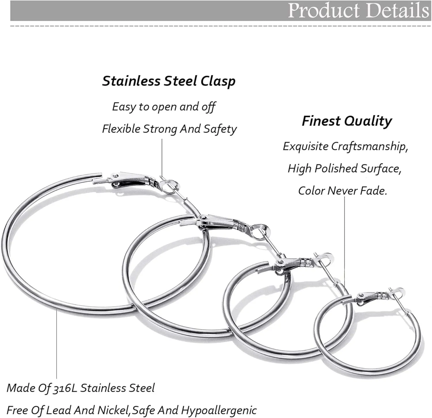 Stainless Steel Gold Hoops Silver Hoop Earrings Hypoallergenic Hoop Cartilage Piercing Earrings Tiny Ball Cubic Zirconia Stud Earrings Set for Women