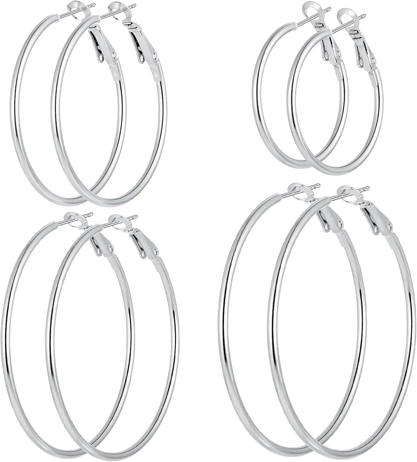 Stainless Steel Gold Hoops Silver Hoop Earrings Hypoallergenic Hoop Cartilage Piercing Earrings Tiny Ball Cubic Zirconia Stud Earrings Set for Women