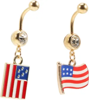 Stainless Steel Navel Rings for Women American Flag Style Belly Button Piercing Jewelry Set Dermal Piercing Accessory