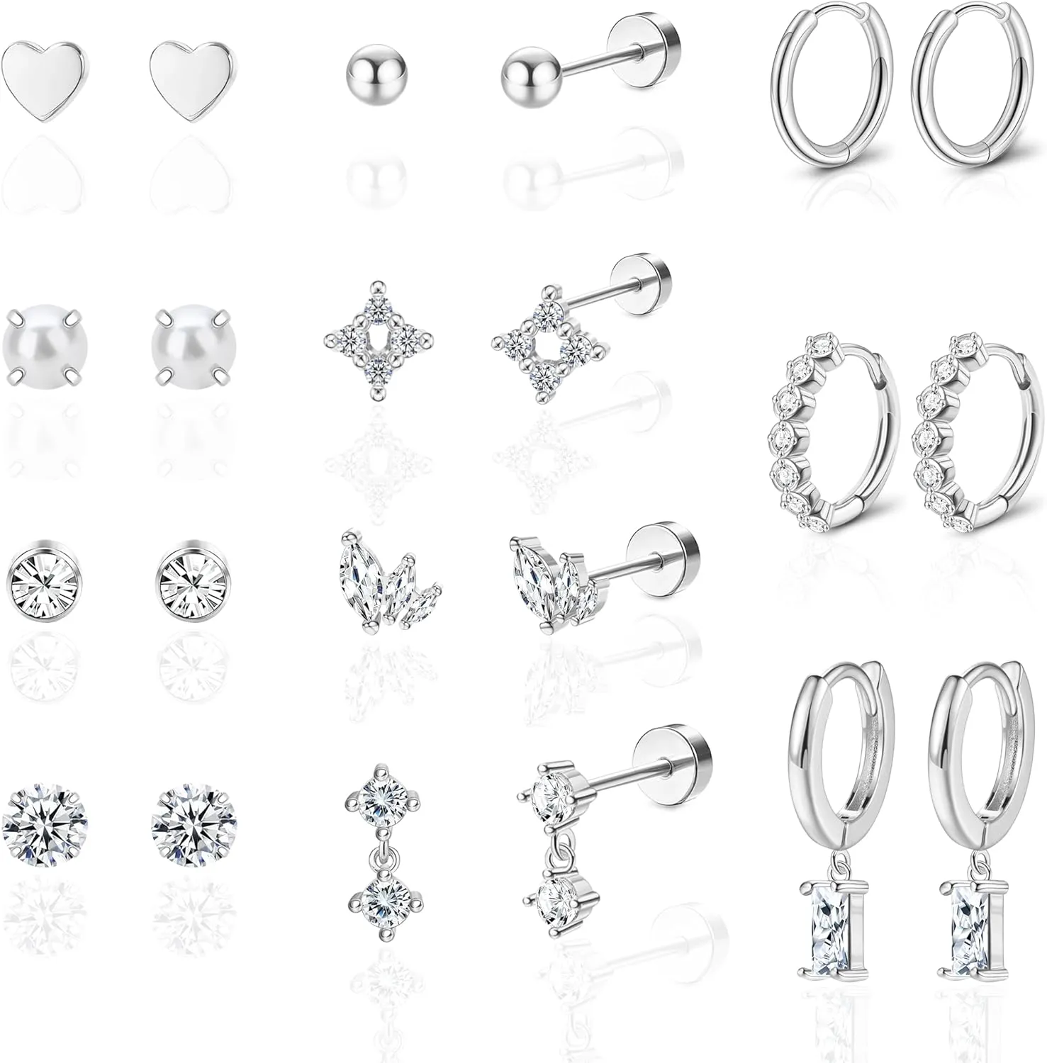 Staligue Tiny Hypoallergenic Surgical Steel Earrings for Women Men 14K Gold Plated Flat Back Stud Earrings for Sensitive Ears 20G Gold Flatback Stud Hoop Cartilage Earring Set for Multiple Piercing