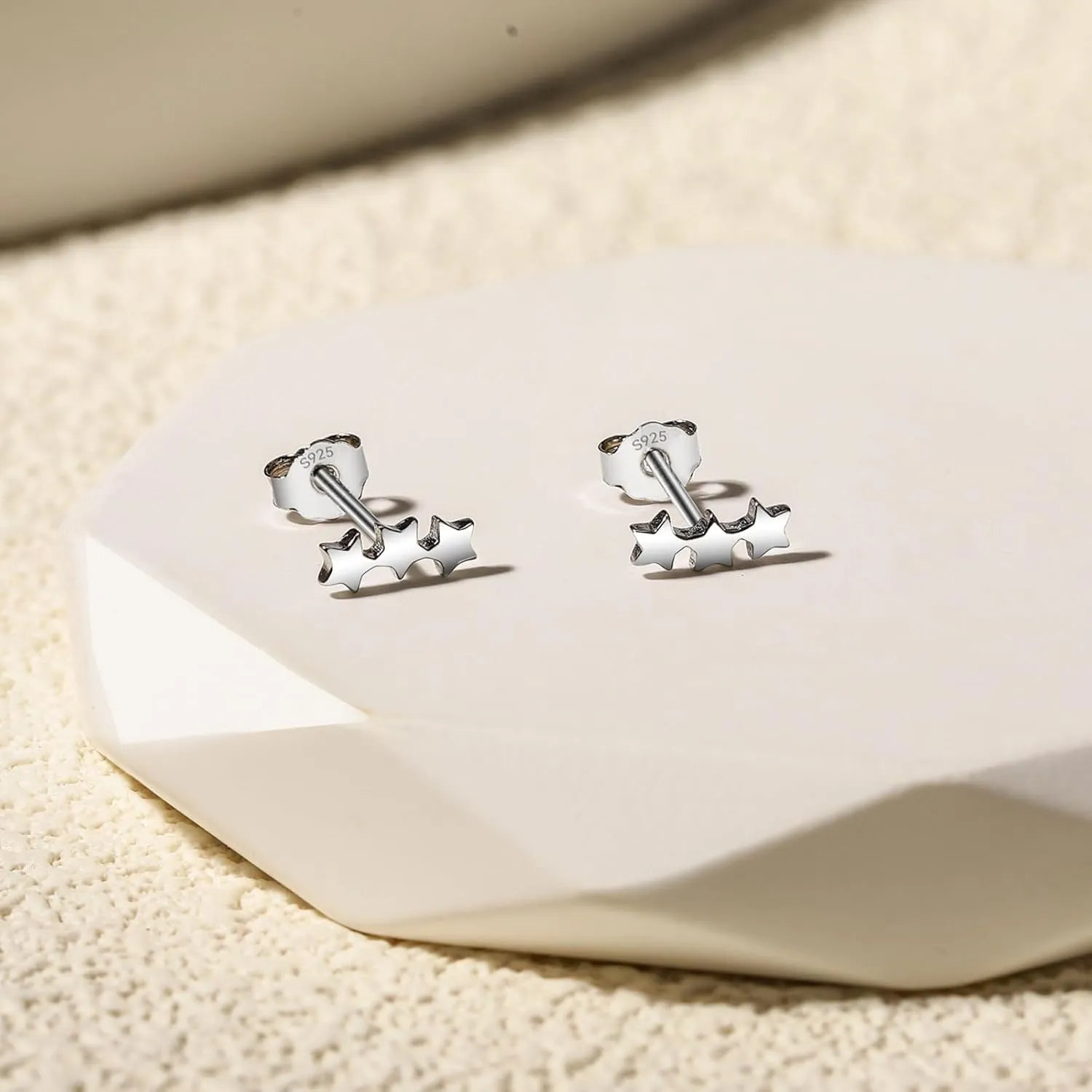 Star Stud Earrings for Women AS Teacher Appreciation Gifts, 14K Gold Plated S925 Sterling Silver Post Tiny Star Climber Earrings Hypoallergenic Small Cartilage Earrings Stud Birthday Jewelry