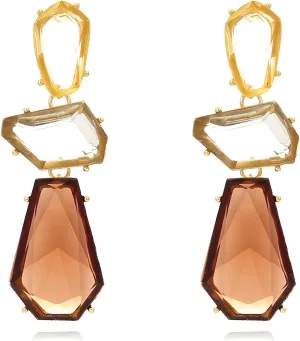 Statement Earrings for Women Vintage Brown Rhinestone Earrings Big Boho Colorful Earrings Large Crystal Drop Dangle Earring Formal Earrings Prom Party Jewelry Gift