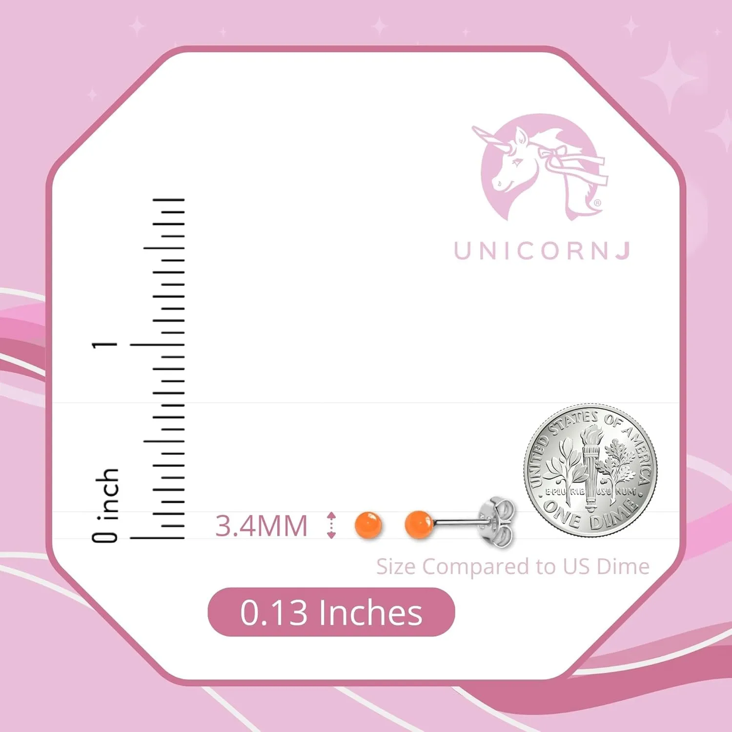 Sterling Silver Ball Stud Earrings for Women and Girls Hand Painted Enamel Colors Small 3mm Second Piercing Earrings| Hypoallergenic | Made in Italy