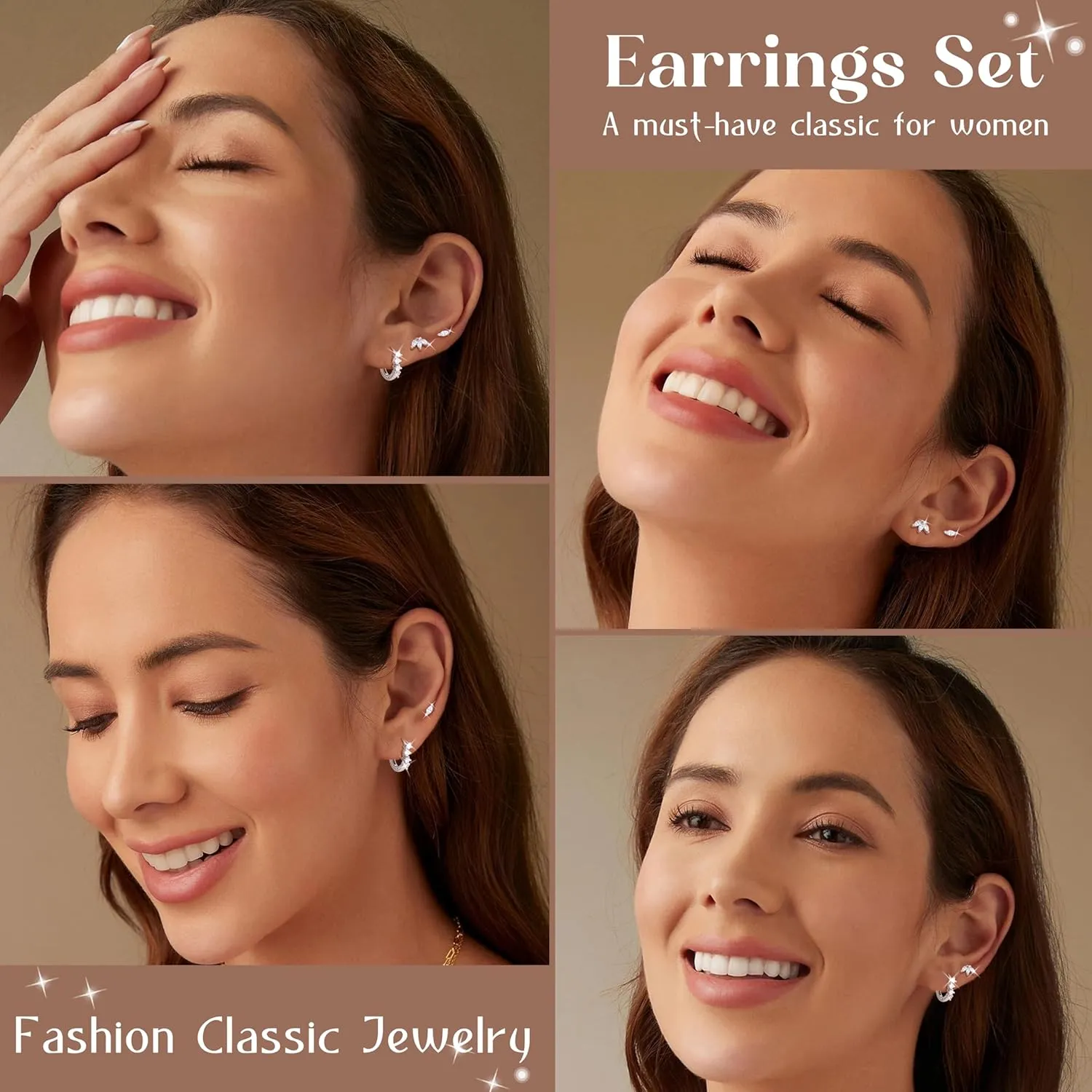 Sterling Silver Flat Back Earrings for Women Trendy Small Hoop Huggie Earrings CZ Cartilage Stud Earrings Set White Gold Plated Tragus Helix Earrings Piercing Jewelrys