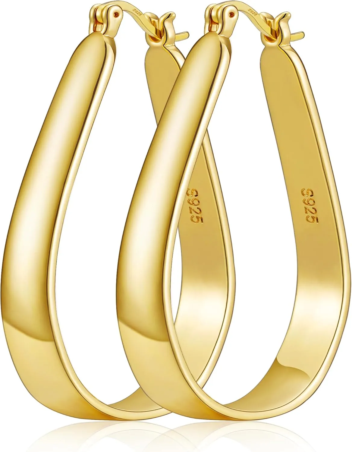 Sterling Silver Hoop Earrings for Women Large Oval Hoop Earrings Lightweight Big Gold Hoops Earrings Hypoallergenic 14K Gold Plated Hoops Earrings Non Tarnish Jewelry Gifts 20/30/40mm