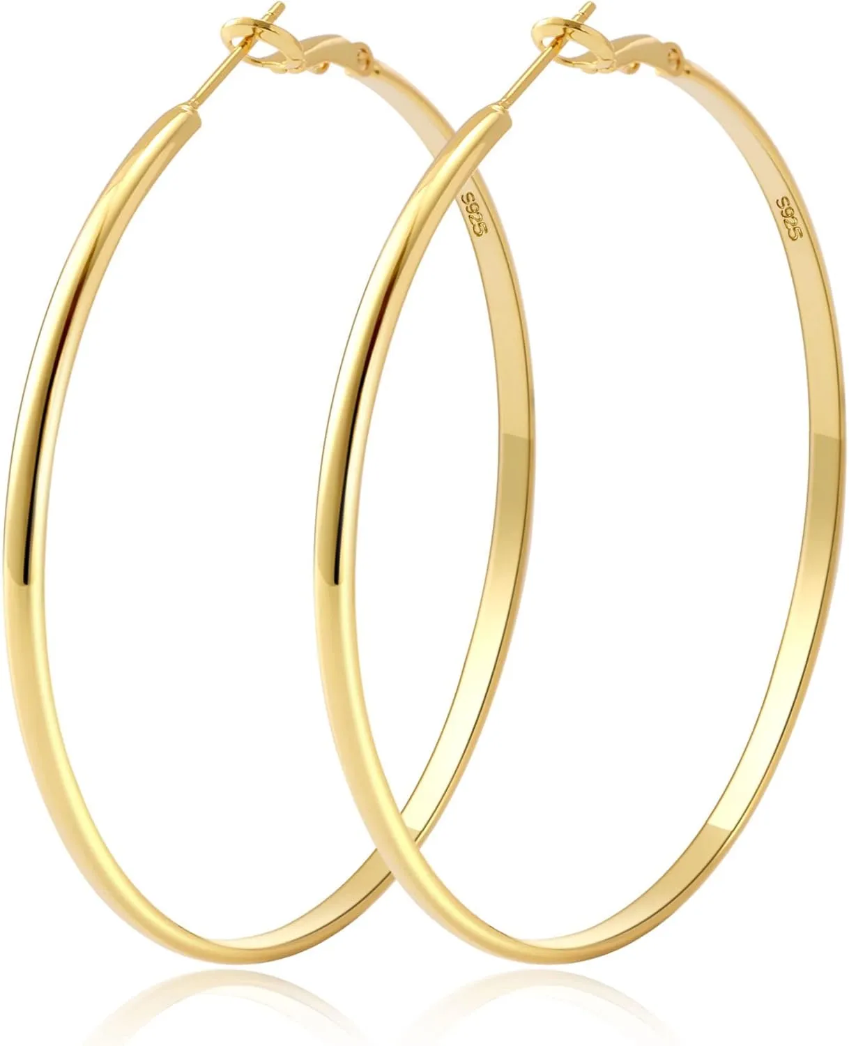 Sterling Silver Hoop Earrings for Women Lightweight Silver Hoop Earrings Hypoallergenic Thin Silver Earrings for Women Big Large Silver Hoop Earrings for Women 40/50/60/70mm
