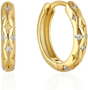 Sterling Silver Hoop Earrings for Women,S925 Star Huggie Hoop Earrings Hypoallergenic Small Cartilage Sleeper Huggie Earrings Tiny Mini Hoop Earrings for Women