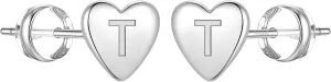 Sterling Silver Stud Earrings for Girls, S925 Sterling Silver Heart Initial Stud Earrings 14K Gold Plated Hypoallergenic little Initial Earrings for Women Girls Sensitive Girls Earrings