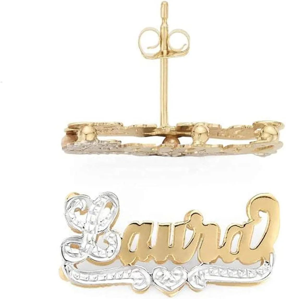 Stud Earrings Personalized for Women 18K Gold-Plate Custom Name Earrings Double Plate Personalized Stud Earrings with Crown Customize Earrings Jewelry Gift for Mother' Day