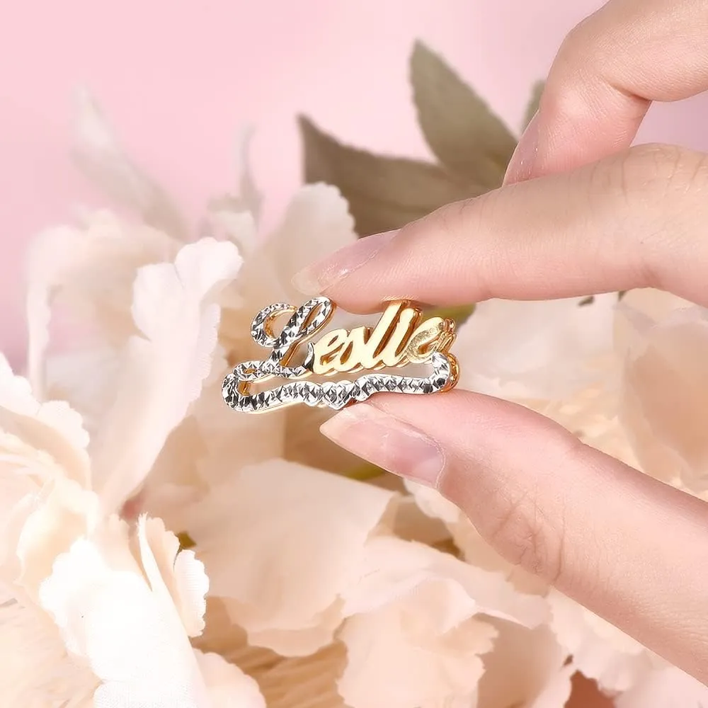 Stud Earrings Personalized for Women 18K Gold-Plate Custom Name Earrings Double Plate Personalized Stud Earrings with Crown Customize Earrings Jewelry Gift for Mother' Day
