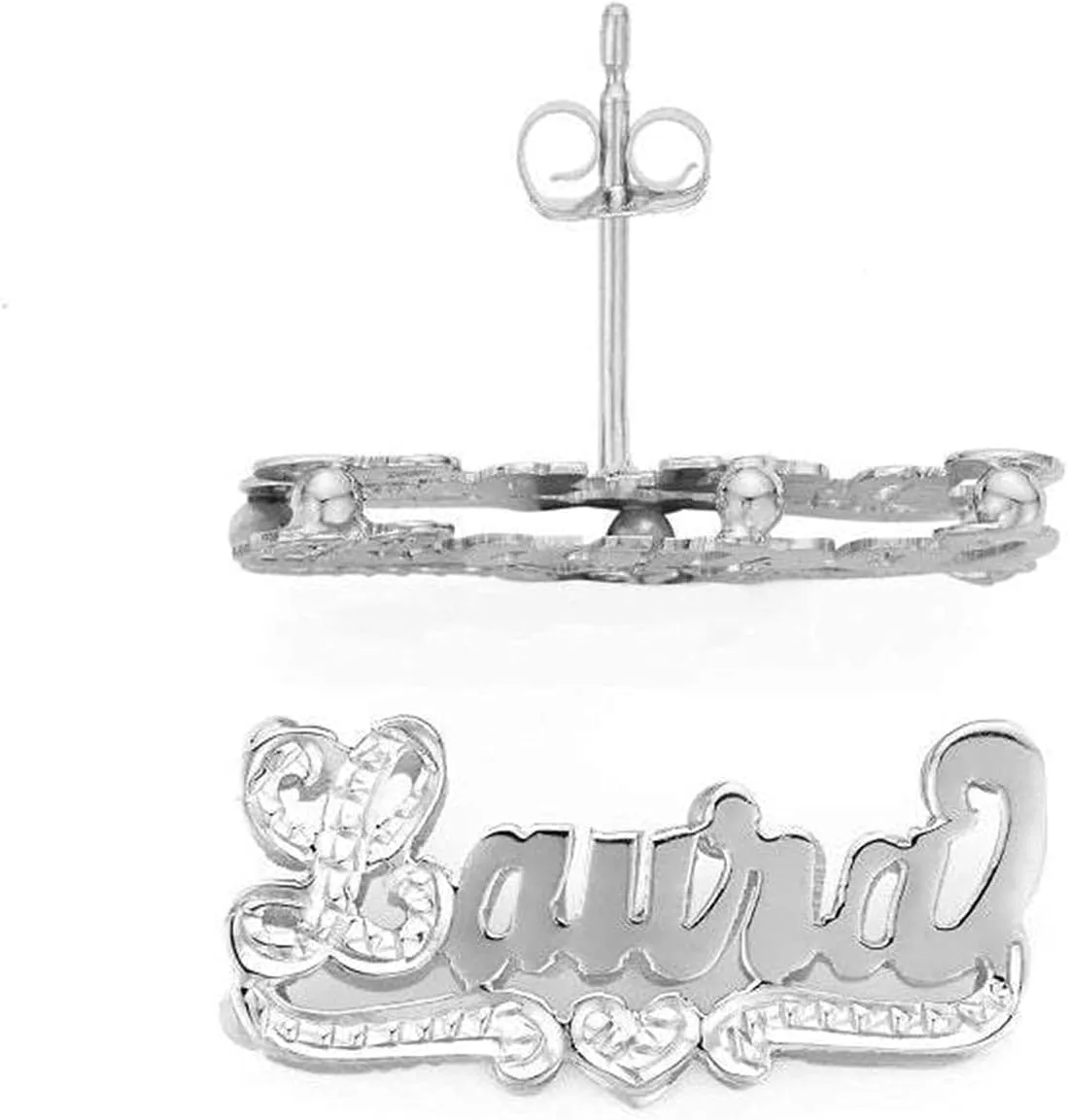 Stud Earrings Personalized for Women 18K Gold-Plate Custom Name Earrings Double Plate Personalized Stud Earrings with Crown Customize Earrings Jewelry Gift for Mother' Day