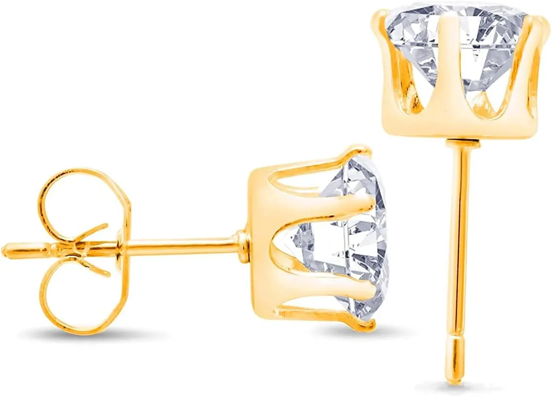 Stud Earrings Set, Hypoallergenic Cubic Zirconia Earrings Stainless Steel Cubic Zirconia Earrings 3-7mm, Silver, Rose and Yellow Gold Tone, Jewelry Boxed Sets Genuine Cubic Zirconia Earrings
