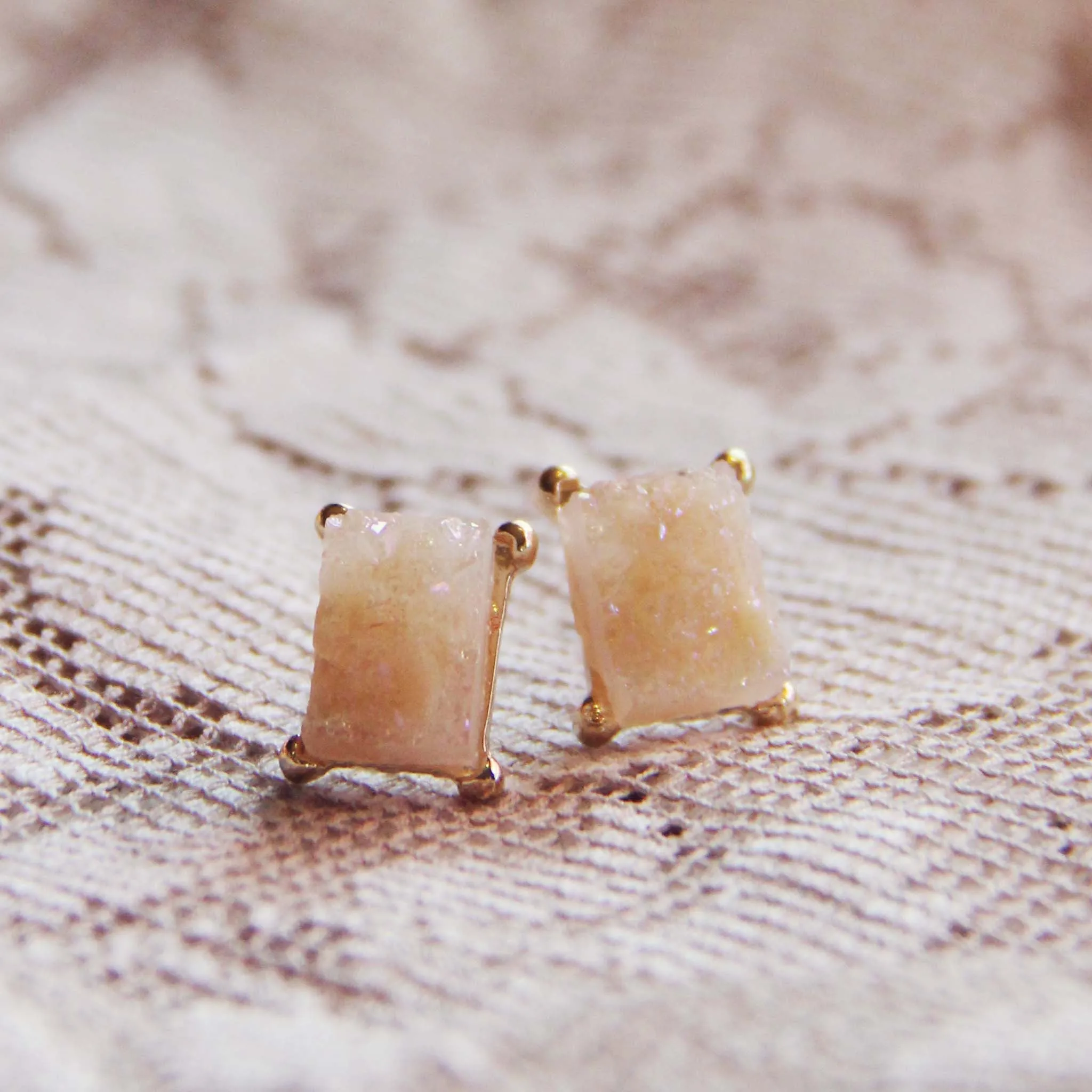 Sweet Druzy Earrings in Peach