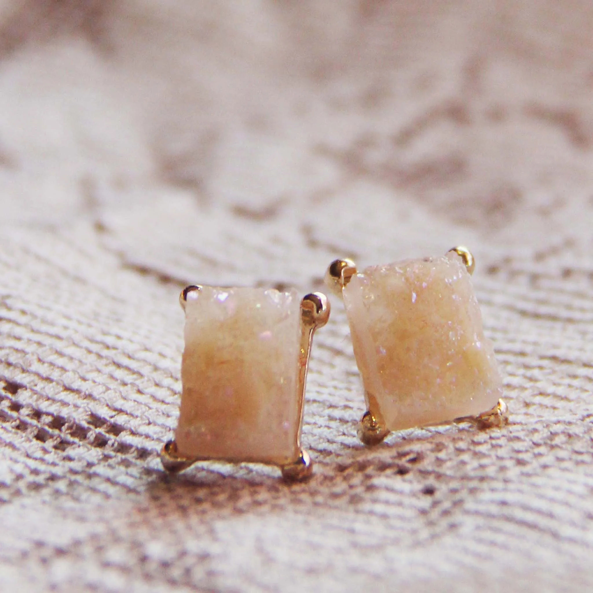 Sweet Druzy Earrings in Peach