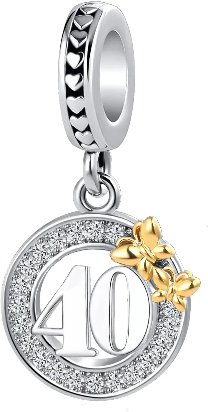 Sweet Number 16 18 21 40 50 Birthday Dangle Bead Gold Butterfly Charm for Women's Charms Bracelet Anniversary Meaningful Numbers Gift