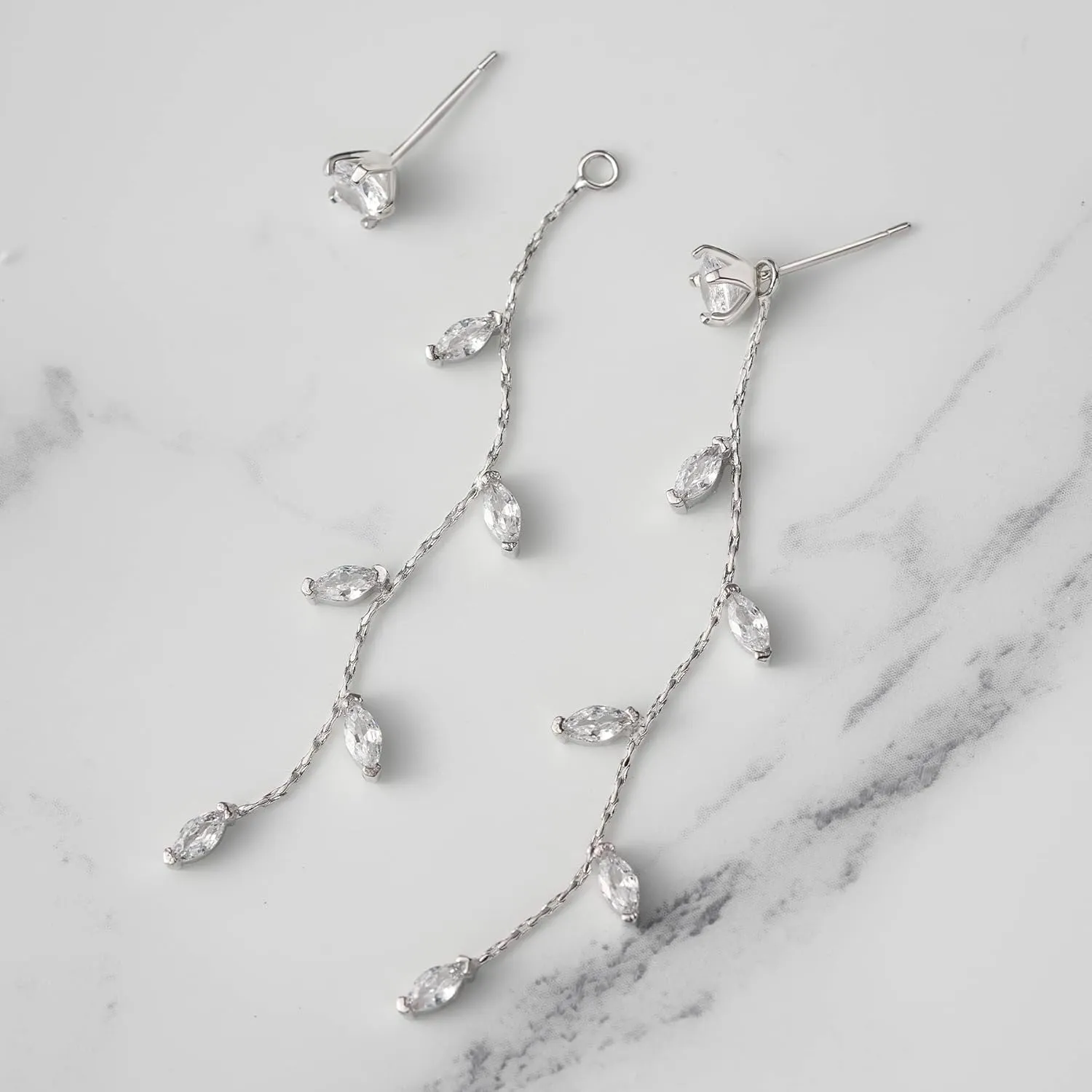 SWEETV Crystal Wedding Earrings for Brides, Bridesmaid, Bridal Earrings for Wedding, Fancy Cubic Zirconia Rhinestone Dangling Earrings for Women Prom Party Jewelry Gifts, Silver/Gold Plated