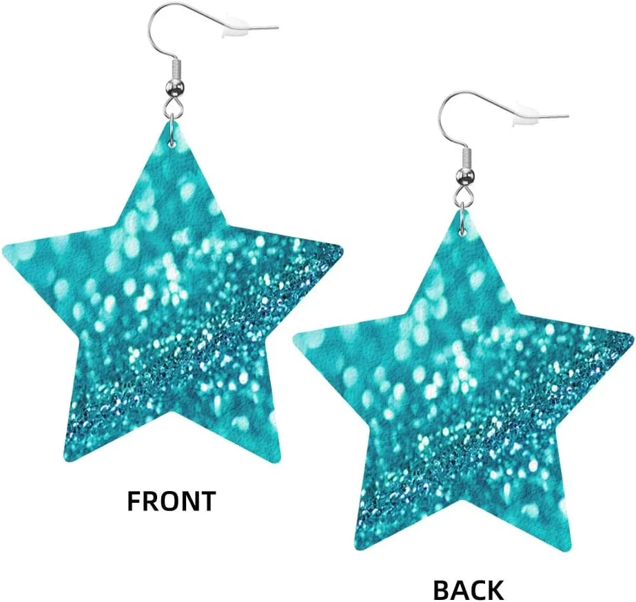 Swono White Daisies and White Circle Leather Earrings Tiny Flowers Daisy in Doodle Style Star Faux Leather Earring Lightweight Dangle Drop Earrings for Women