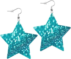 Swono White Daisies and White Circle Leather Earrings Tiny Flowers Daisy in Doodle Style Star Faux Leather Earring Lightweight Dangle Drop Earrings for Women