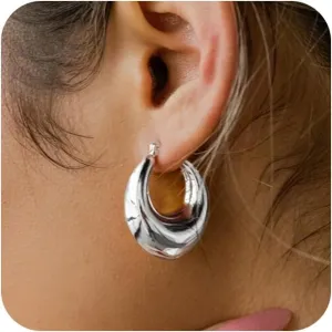 Tasiso Chunky Gold/Silver Hoop Earrings for Women, Dainty Earrings Lightweight Hollow Open Hoops Trendy Hypoallergenic Earrings Fashion Jewelry