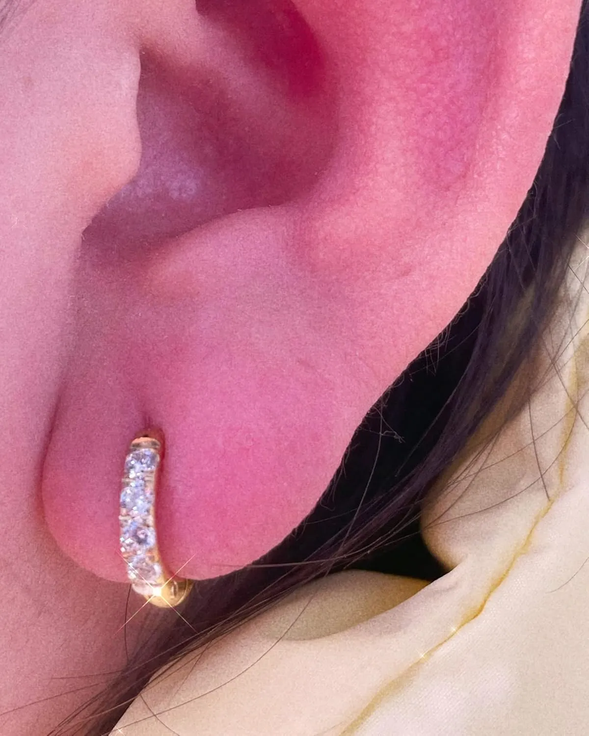 TDEBA 316L Surgical Stainless Steel Huggie Hoop Earrings with Cubic Zirconia, 10G 12G 14G 8-20mm Cartilage Lobe Earrings, 14G Piercing Jewelry
