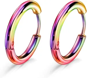 TDEBA 316L Surgical Stainless Steel Huggie Hoop Earrings with Cubic Zirconia, 10G 12G 14G 8-20mm Cartilage Lobe Earrings, 14G Piercing Jewelry
