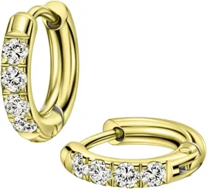 TDEBA 316L Surgical Stainless Steel Huggie Hoop Earrings with Cubic Zirconia, 10G 12G 14G 8-20mm Cartilage Lobe Earrings, 14G Piercing Jewelry