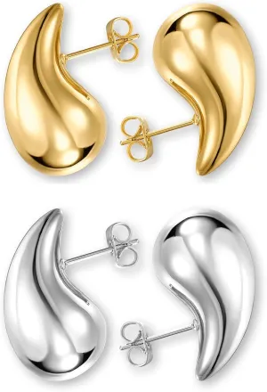 Teardrop Earrings Dupes for Women Gold Chunky Hoop Earring Dangle Earrings Water Drop Hypoallergenic Earring for Women