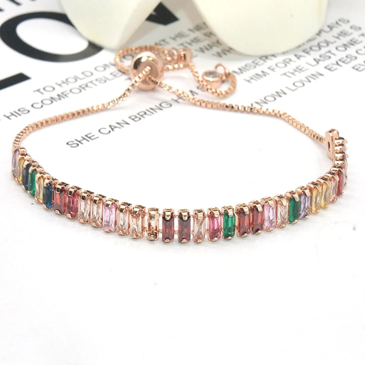 Tennis Bracelets for Women,Xinpowwo Adjustable 18K Gold Plated Cubic Zirconia Tennis