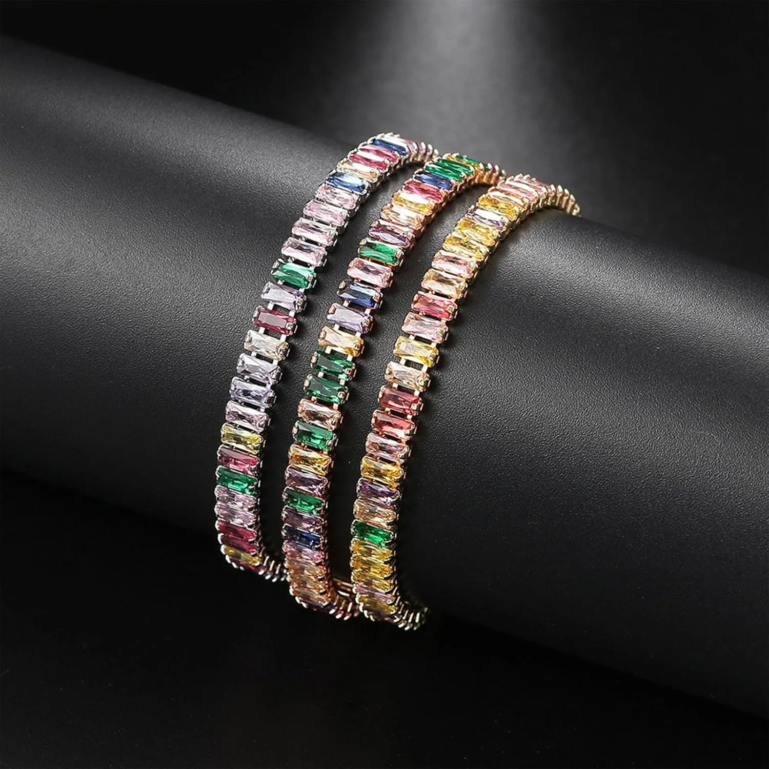 Tennis Bracelets for Women,Xinpowwo Adjustable 18K Gold Plated Cubic Zirconia Tennis