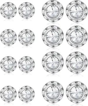 THUNARAZ 8 Pairs Dance Competition Rhinestone Earrings 10mm 15mm | Women Round Halo Earring Studs for Dance Competitions Stage Opera Party Performance Wedding Bridal Earrings Jewelry
