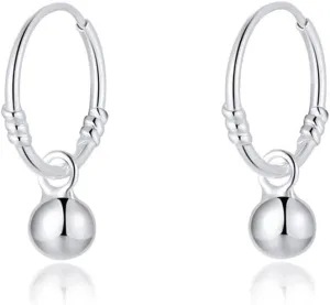 Tiny Ball Huggie Small Hoop 925 Sterling Silver Earrings for Women Hypoallergenic for Sensitive Ear Cute Thin Endless Hoops Minimalist Hooped Litte Charm Dangle Drop Fashion Jewelry Gifts Daughter Bff Sister Birthday Christmas
