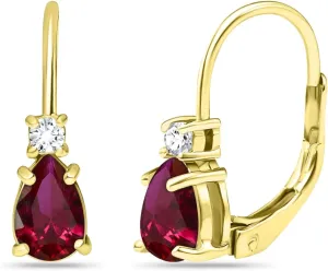 Tiny Birthstone Earrings Sterling Silver for Women, Genuine or Synthetic Gemstone Leverback Teardrop Huggie Earring