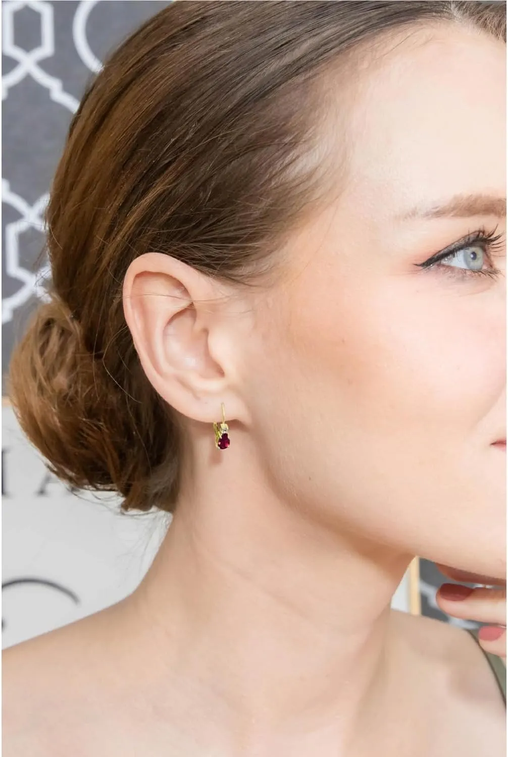 Tiny Birthstone Earrings Sterling Silver for Women, Genuine or Synthetic Gemstone Leverback Teardrop Huggie Earring