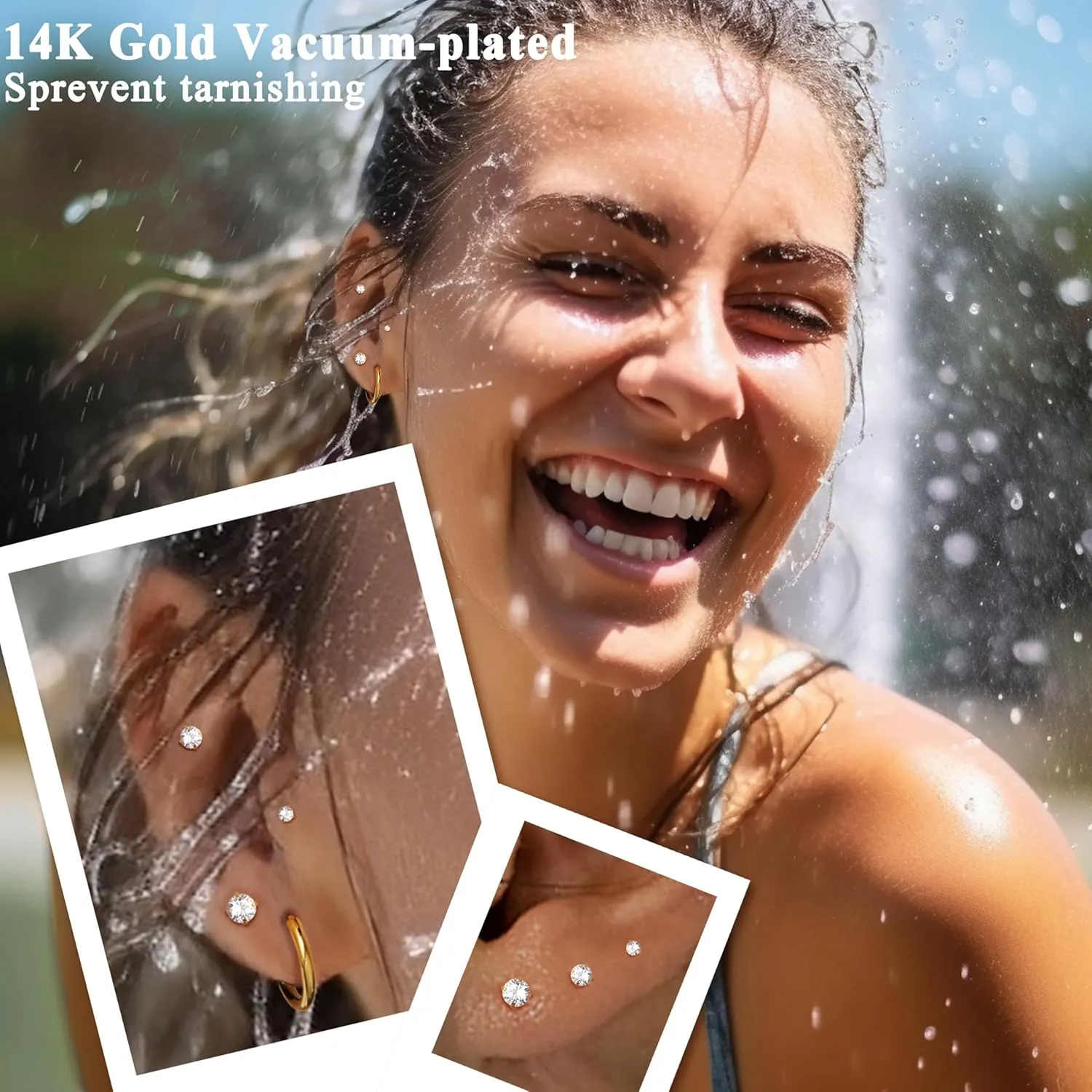 Tiny Hypoallergenic Flat Back Earrings - Surgical Steel Earrings For Women Men 14K Gold Plated Flatback Stud Earrings 20G Small Cartilage Earring Hoop 12 Pairs 2/3/4mm Screw Back Earrings